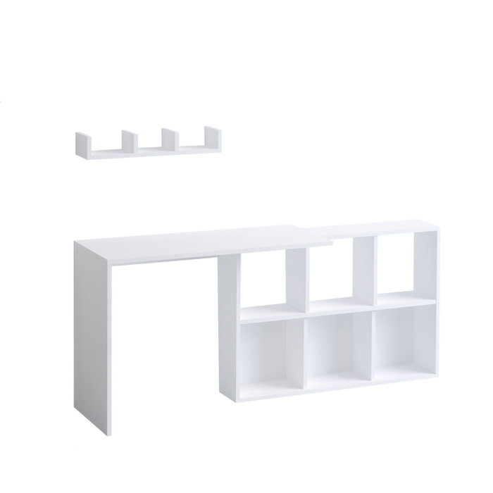 Hanah Home Mesa de Estudio Blanca y Roble 74x145x45 cm Tablero Melamina 18mm para Estudiantes y Profesionales